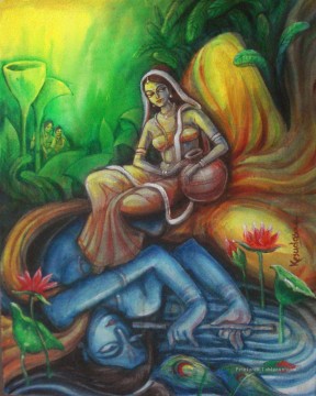 Radha Krishna 31 hindouisme Peinture à l'huile